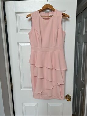 Eliza J Soft Pink Sleeveless Peplum Midi Dress